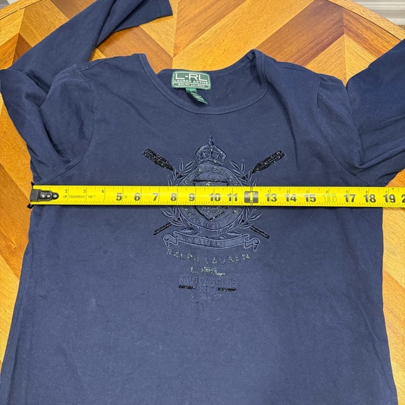 Lauren Ralph Lauren Embroidered Navy Long Sleeve Tee “Lauren Active” - Picture 6 of 7